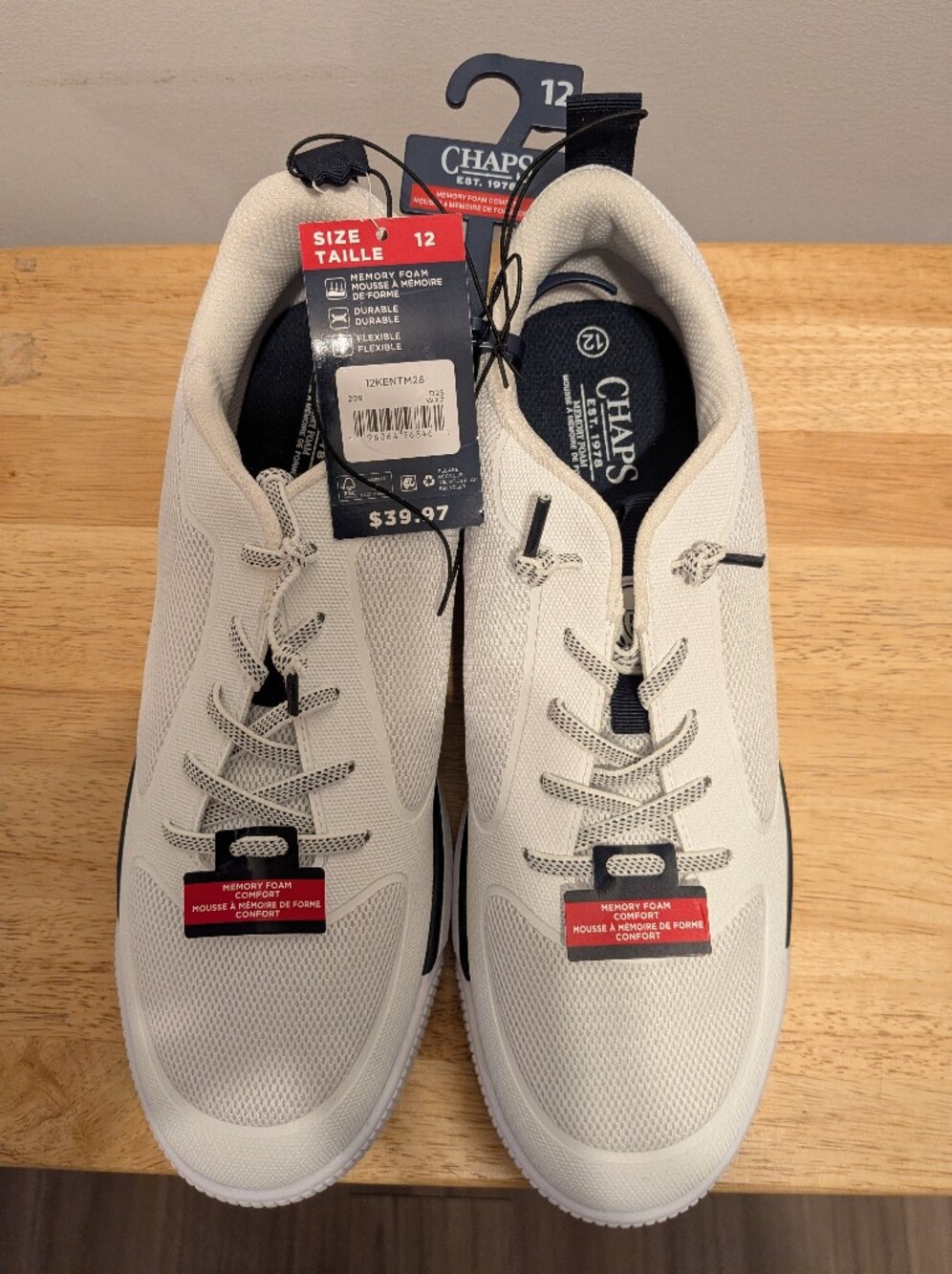 Chaps Men's White Mesh Lace-Up Sneakers with Black Accents
